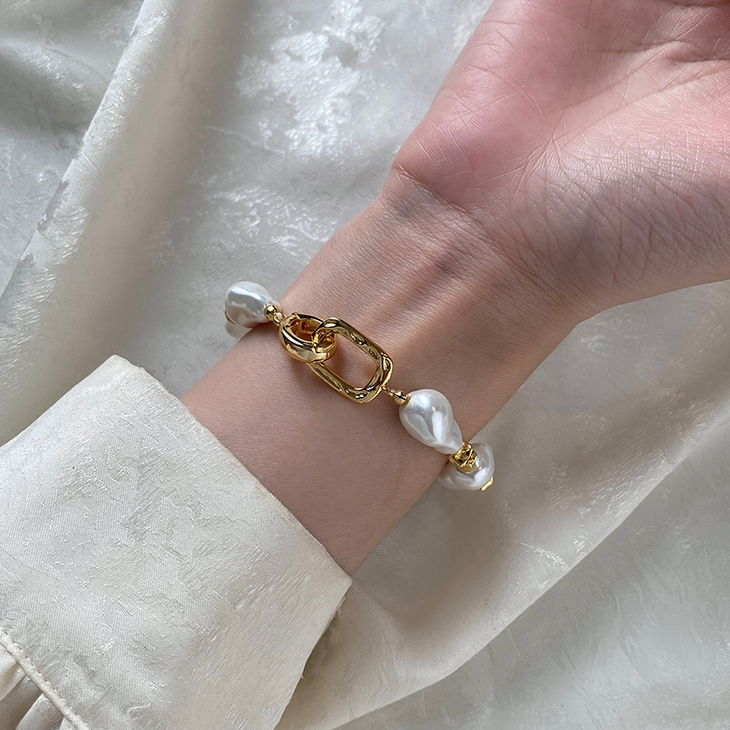 Baroque Pearl Bracelet Gold Plated Brass Jewelry Wholesale